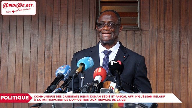 Politique : Communiqué des candidats Henri Konan Bédié et Pascal Affi N’Guéssan relatif à la participation de l’opposition aux travaux de la CEI