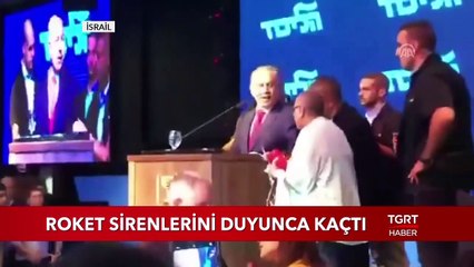 İsrail Başbakanı Netanyahu Roket Sirenlerini Duyunca Kaçtı