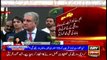 Foreign Minister Shah Mehmood Qureshi talks to media