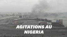 Au Nigeria, ces images de drones montrent des personnes fuyant un supermarché en feu