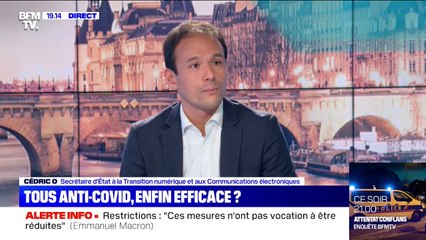 Bug de TousAntiCovid: "On a eu un succès auquel on ne s'attendait pas (...) le problème est résolu", selon Cédric O