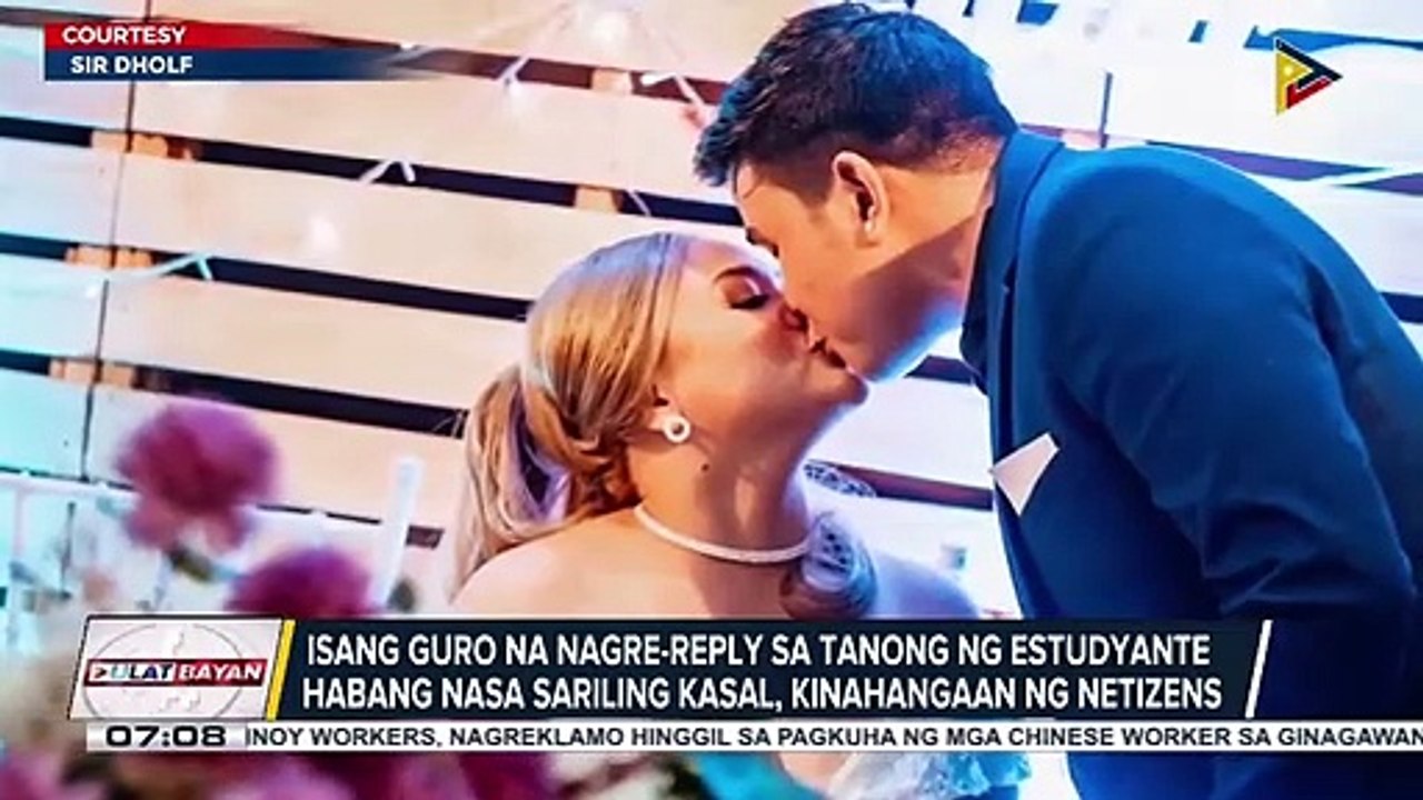 Isang guro na nagre-reply sa tanong ng estudyante habang nasa sariling kasal, hinangaan ng netizens
