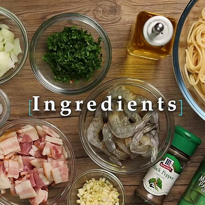 Creamy Garlic Shrimp And Bacon Pasta