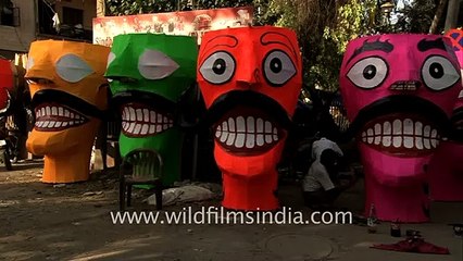 Making Ravana's head before he is killed on dussehra!