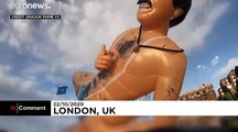 Giant inflatable Borat floats down London's Thames to mark release of new film
