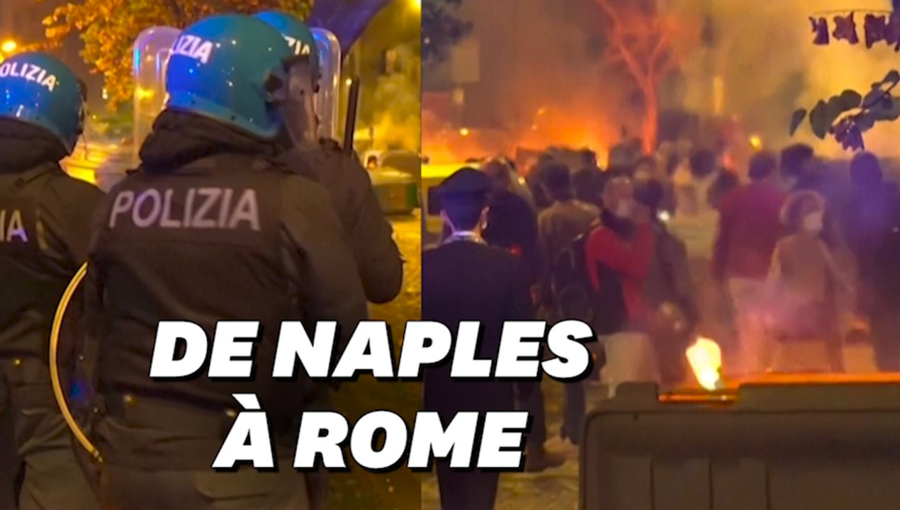 Affrontements à Rome entre manifestants d'extrême droite anti-couvre-feu et la police