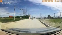 Sa dashcam filme l'explosion incroyable d'un tuyau de gaz en Thaïlande