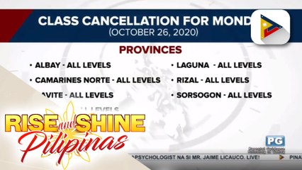 Class suspension, idineklara sa ilang lugar sa bansa dahil sa banta ng bagyong #QuintaPH