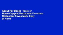 About For Books  Taste of Home Copycat Restaurant Favorites: Restaurant Faves Made Easy at Home