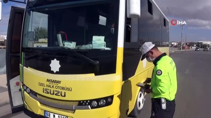 Aksaray’da otobüslerde korona denetimi