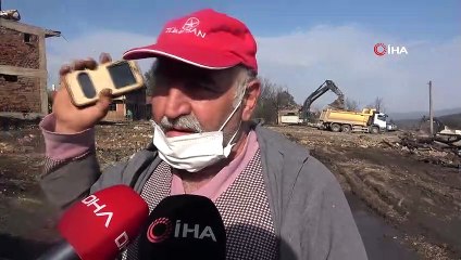 Bolu’da 12 evin yandığı köyde enkaz kaldırma çalışması başladı