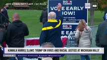 Kamala Harris slams Trump on virus and racial justice at Michigan rally