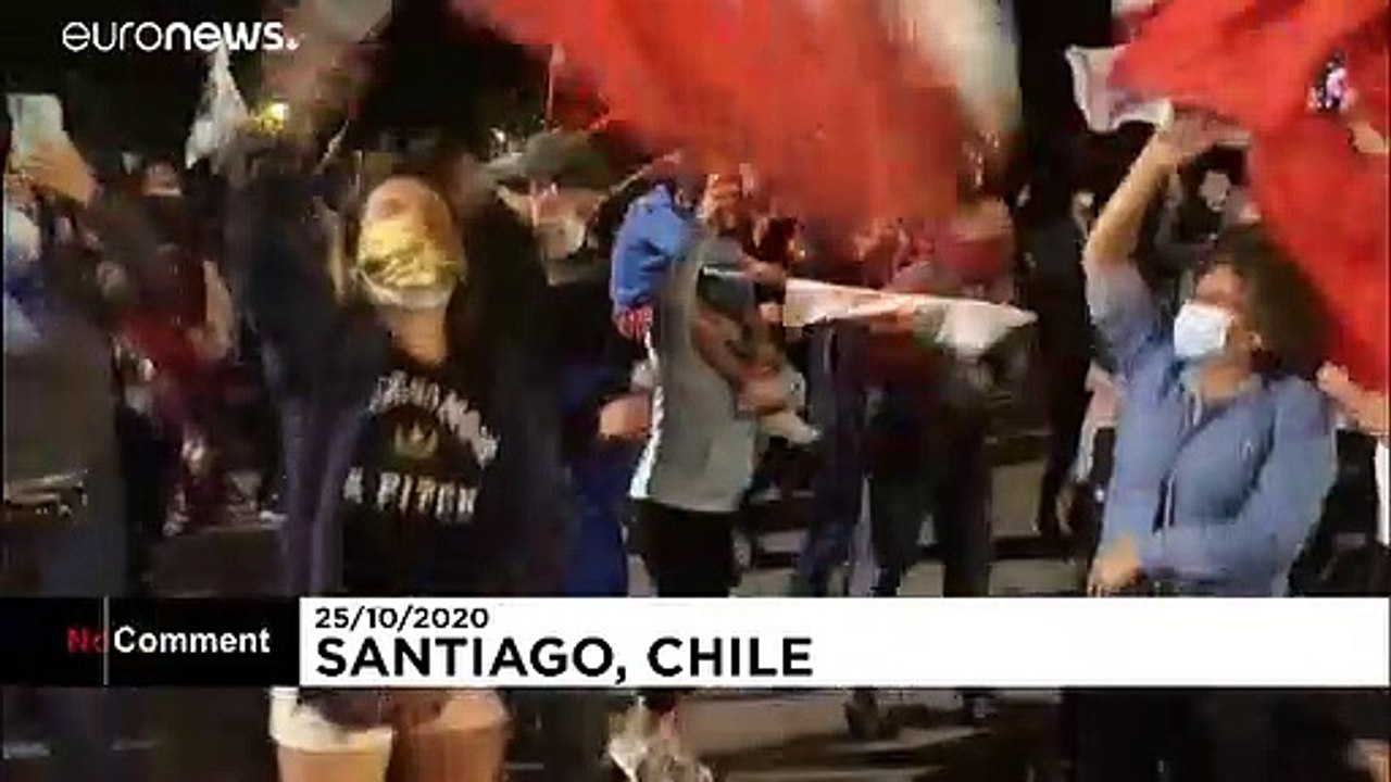 Chileans celebrate on streets after voting for new constitution