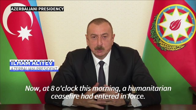 Karabakh: Azerbaijani President says Armenia 'violated' US-brokered ceasefire