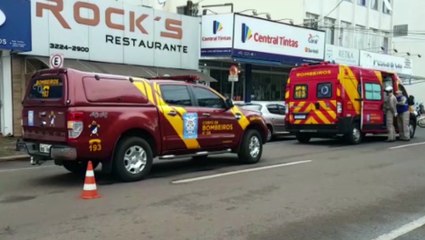 Mulher prende a mão em cilindro e Siate é mobilizado em restaurante no Centro