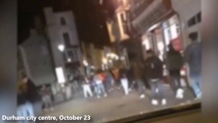 Crowds in Durham city centre in footage from a reader