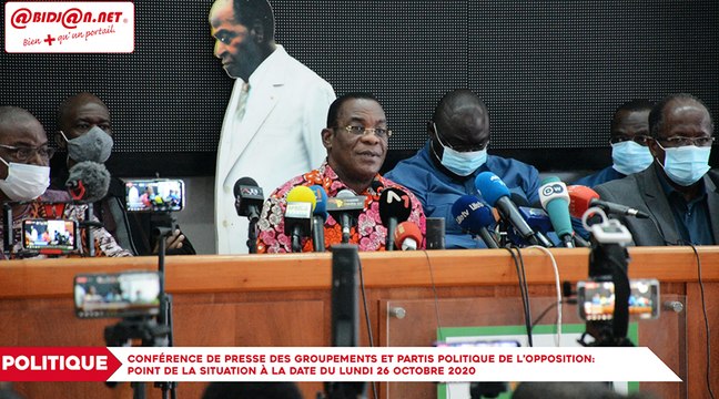 Conférence de presse des groupements et partis politique de l’opposition: Point de la situation à la date du lundi 26 octobre 2020