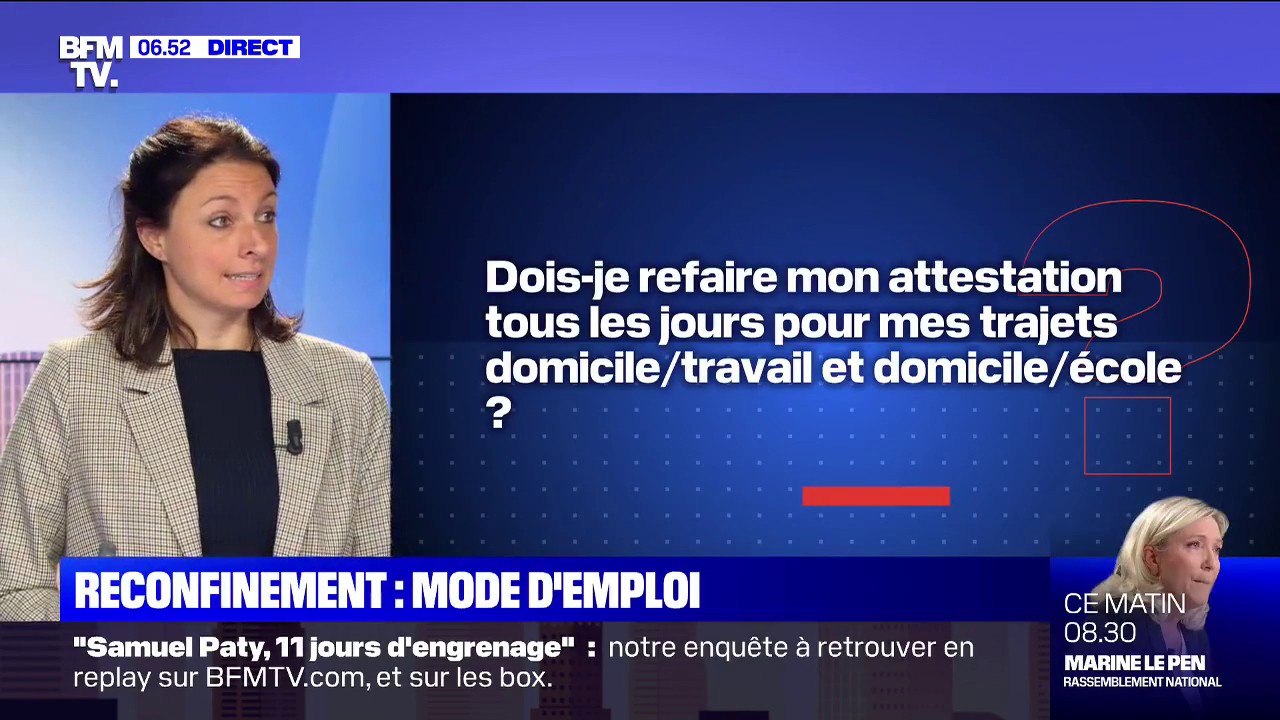Dois-je refaire mon attestation tous les jours pour mes trajets domicile-travail et domicile-école ? BFMTV répond à vos questions