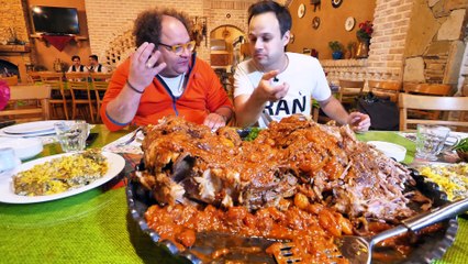 EXTREME Food in Iran!! Whole DINOSAUR LAMB PLATTER!!! + NEVER SEEN Village COOKING of Iran!