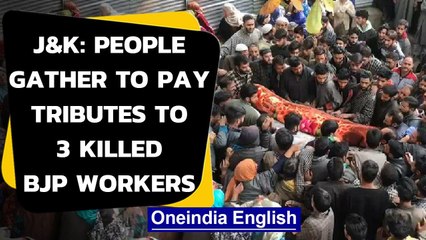 Download Video: Kulgam: People gather in large numbers  to pay tribute to 3 BJP workers killed by terrorists