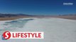 Amazing aerial view of salt lakes in Tibet, China