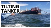 Oil Tanker with Massive Oil Cargo Tilting Dangerously