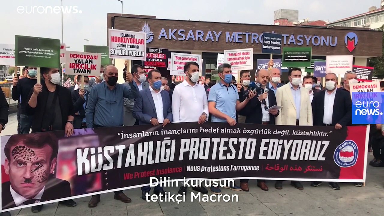 İstanbul'da Memur-Sen üyeleri Fransa Cumhurbaşkanı Macron'u protesto etti