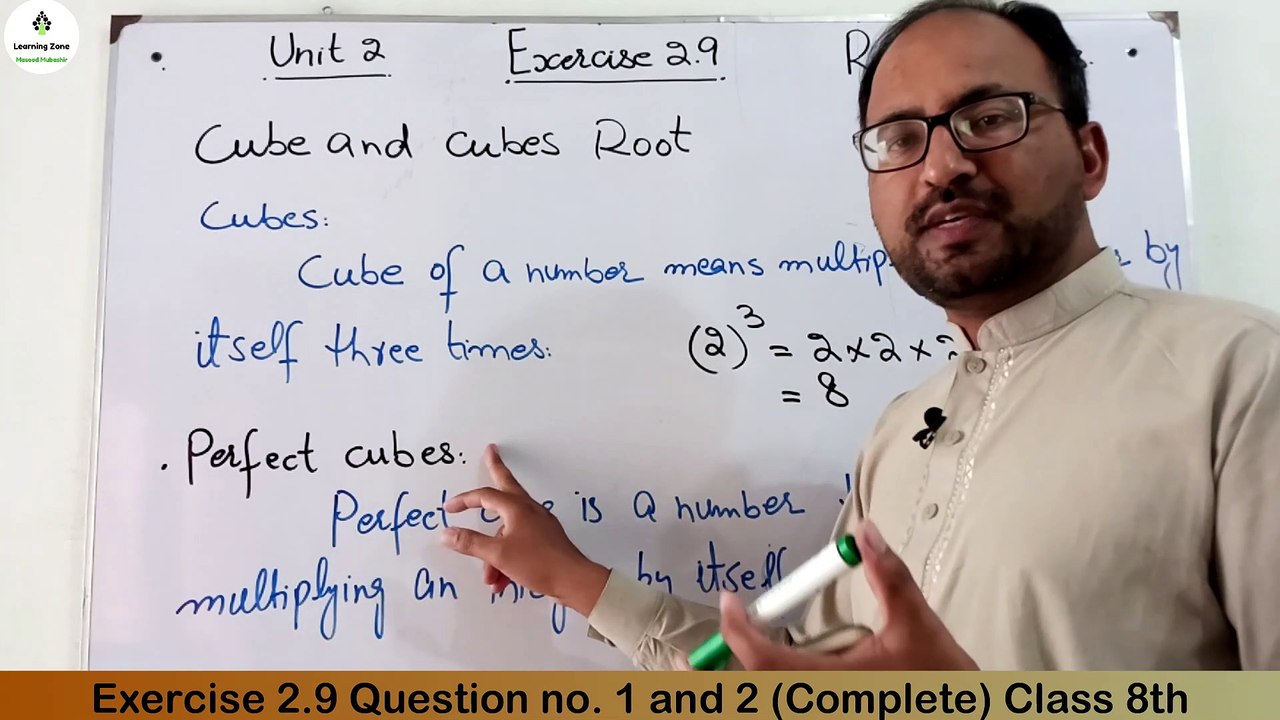 Unit 2 Ex. 2.9 Question no. 1 and 2 Class 8th Math PTB (Cube and Cubes Root) by Learning Zone.