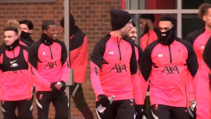 Liverpool training before Champions League match against Midjjylland