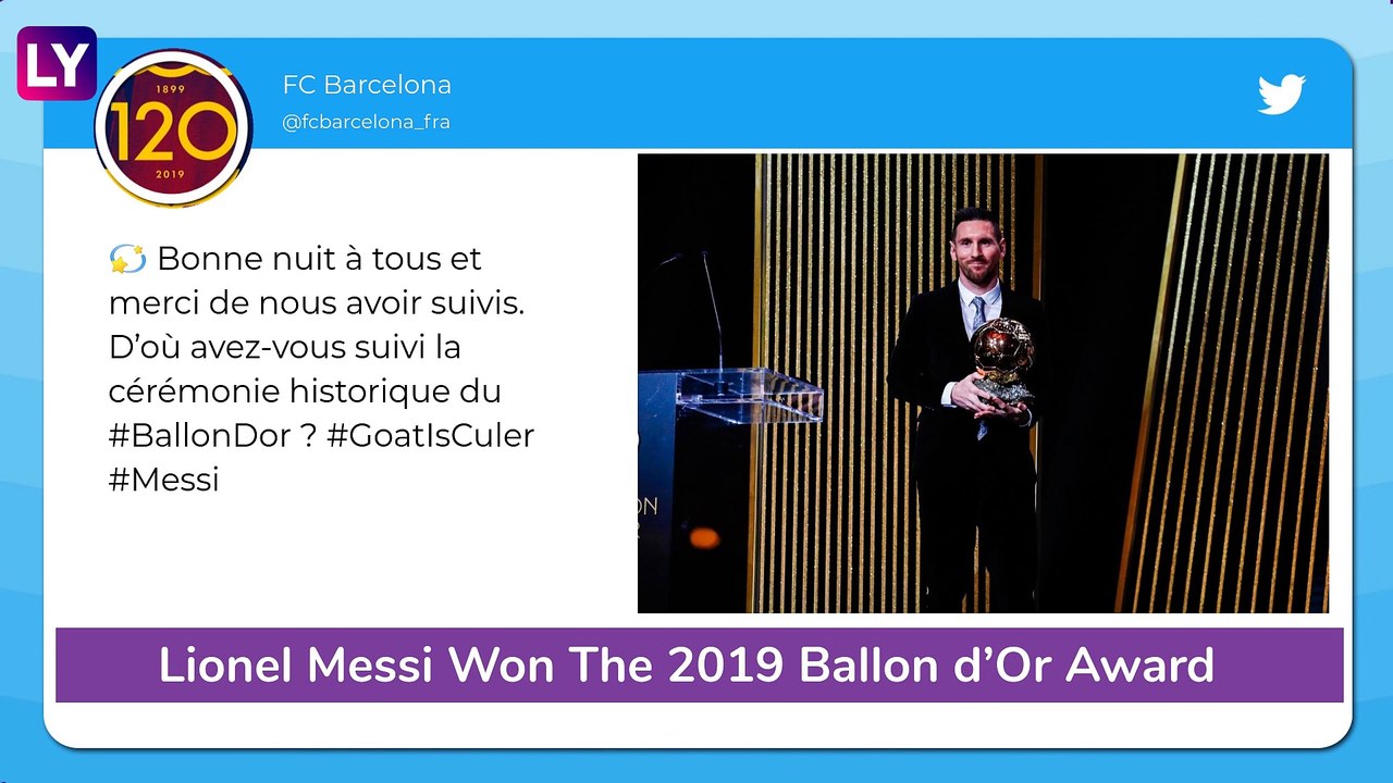 Ballon dOr 2019 Winners List: Lionel Messi Wins...