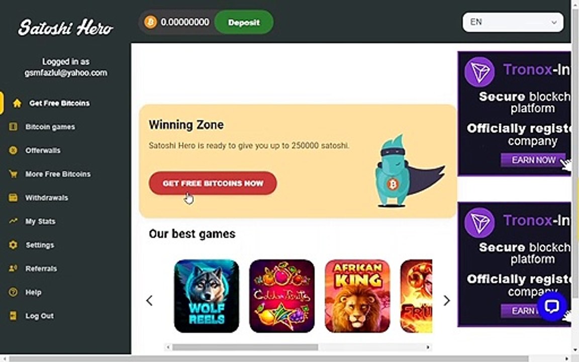 BITCOIN EARNING FROM SATOSHI HERO 2020