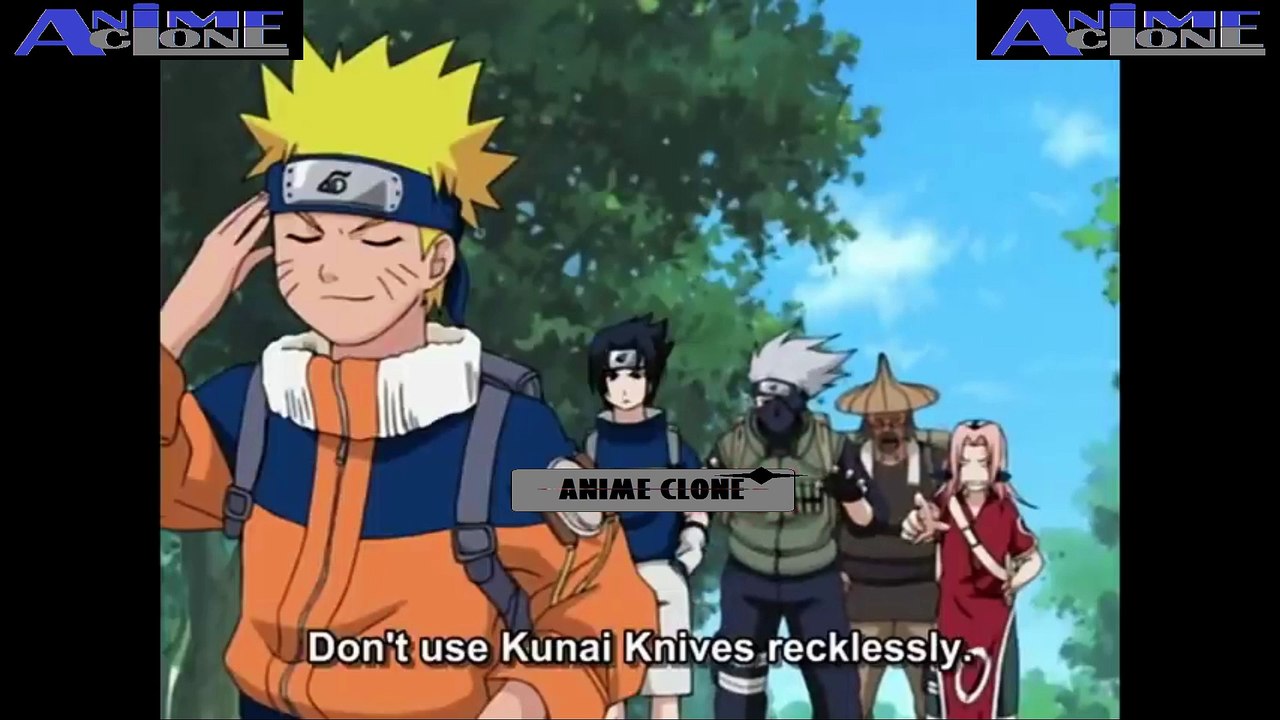 Kakashi uses his Sharingan against Zabuza Momochi after they reach the Land of Waves