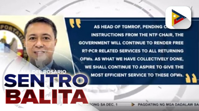 Proseso sa swab testing sa returning OFWs, mabilis at organisado