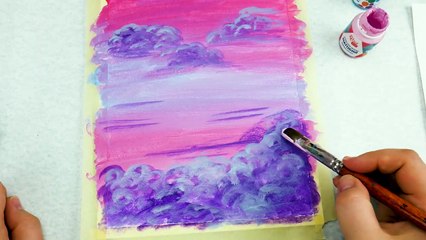 Easy Art Painting _ Pink Sky _ Acrylic _ Satisfying Painting Acrylics