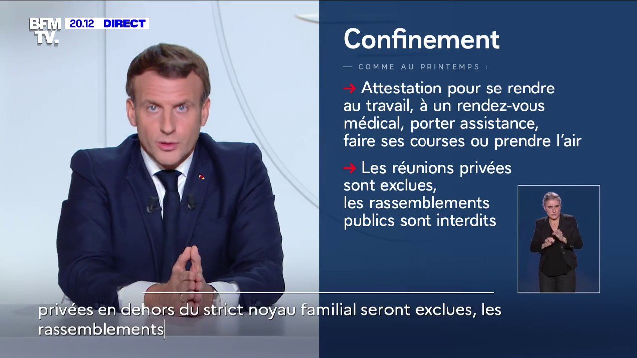 Emmanuel Macron: "Vous pourrez sortir de chez vous uniquement pour travailler, vous rendre à un rendez-vous médical, pour porter assistance à un proche, faire vos courses essentielles"