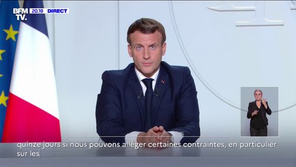 Emmanuel Macron: "Si d'ici 15 jours nous maîtrisons mieux la situation, nous pourrons réévaluer les choses et espérer ouvrir certains commerces"