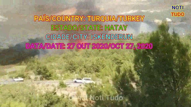 INCÊNDIOS FLORESTAIS CERCAM CIDADE DE ISKENREDUN TURQUIAFOREST FIRES SURROUND ISKENREDUN CITY TURKEY