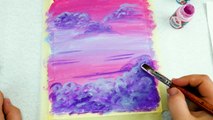 Easy Art Painting _ Pink Sky _ Acrylic _ Satisfying Painting Acrylics