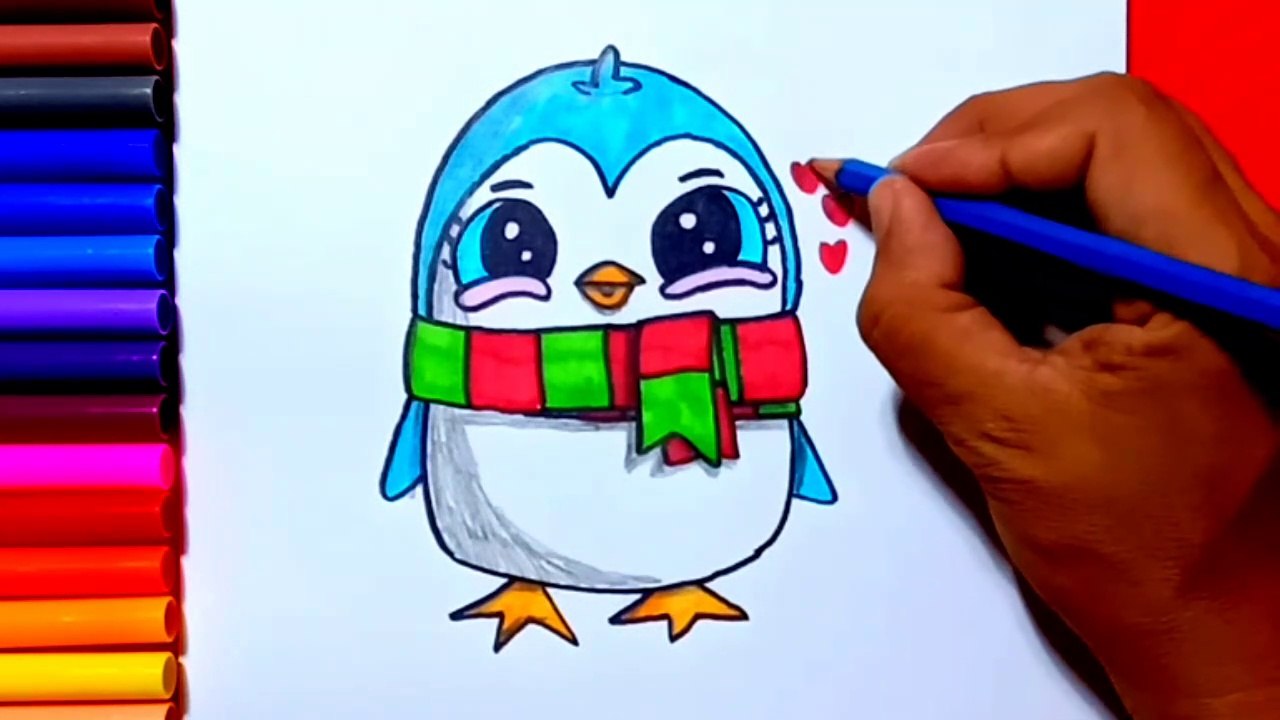 How to draw a cute penguin | Zed cute drawings