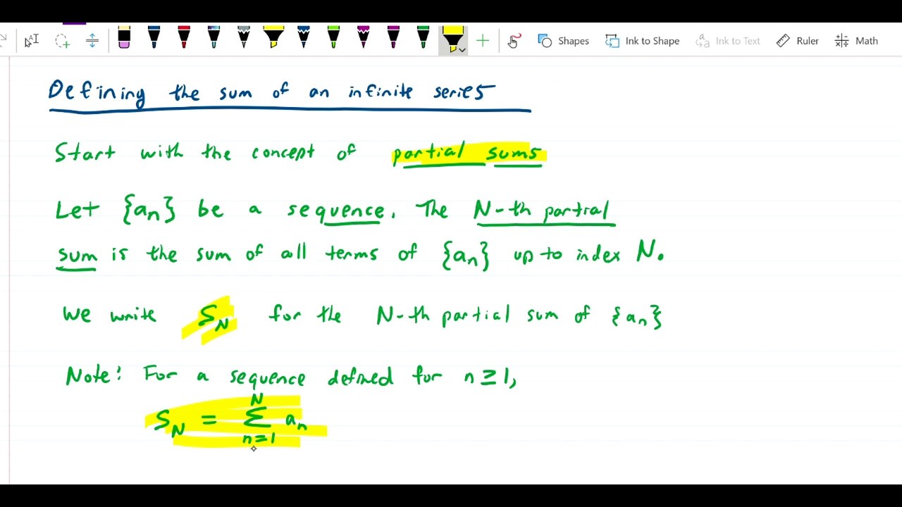 Infinite series - Defining the sum of an infinite series