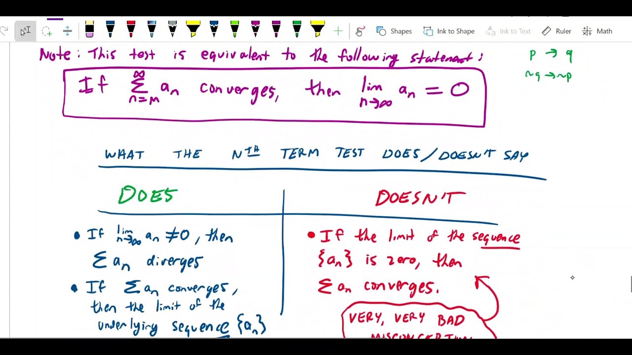 Infinite series - nth term test (divergence test)