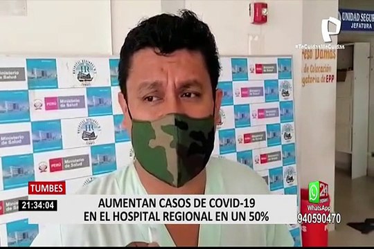 Tumbes: casos de COVID-19 aumentan 50 % en el Hospital Regional
