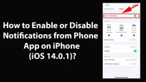 How to Enable or Disable Notifications from Phone App on iPhone (iOS 14.0.1)?