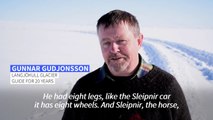 Giant metallic 'steed' traverses Iceland's threatened glacier