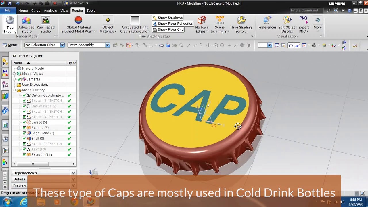 Siemens NX - Cold Drinks Bottle Cap Tutorial