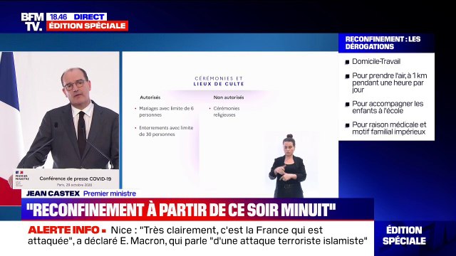 Jean Castex: Les cérémonies religieuses seront interdites , sauf pour les enterrements et les mariages