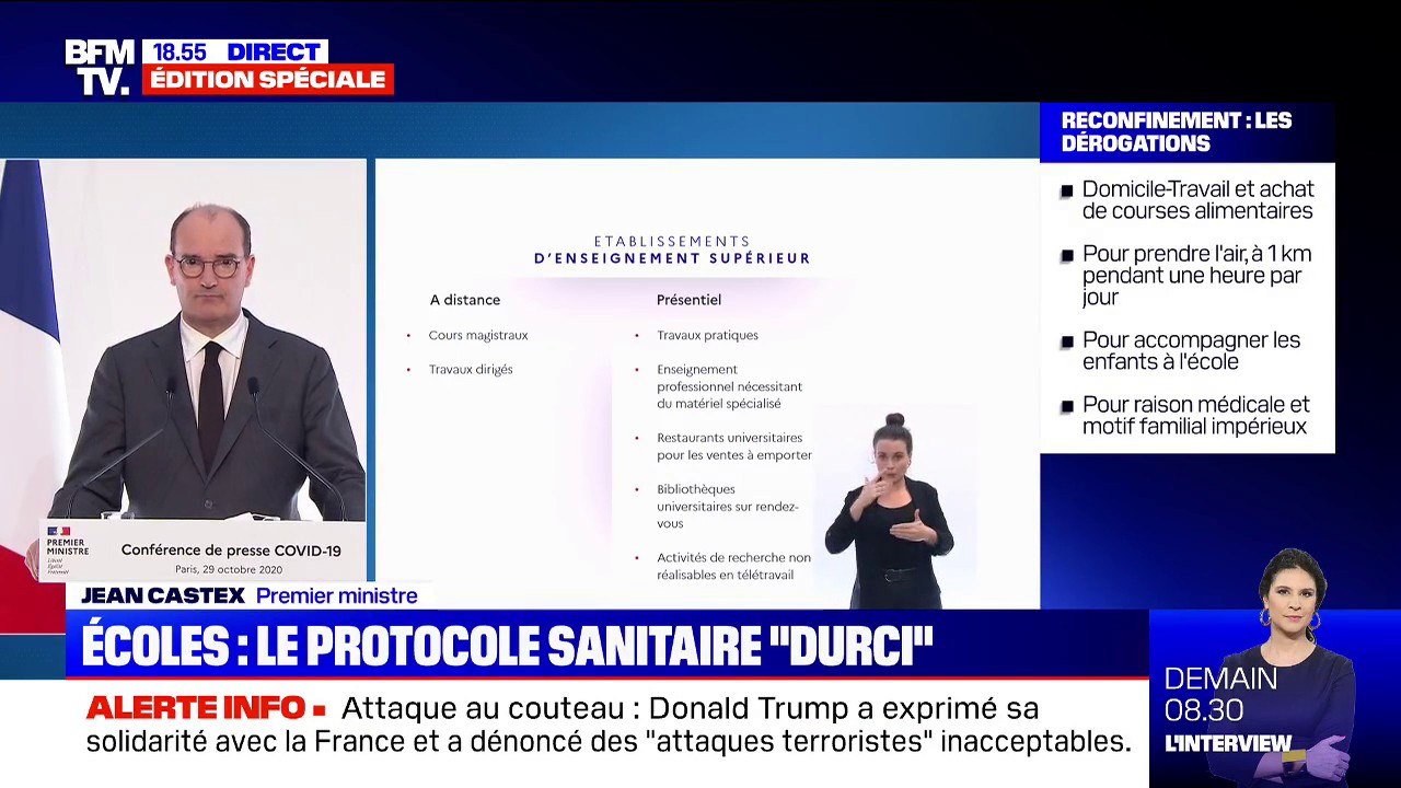Jean Castex: "Pour les universités et établissements d'enseignement supérieur, la règle sera le distanciel"