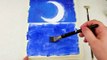 Moonlihgt Landscape Acrylic Painting on Canvas Step by Step｜Satisfying