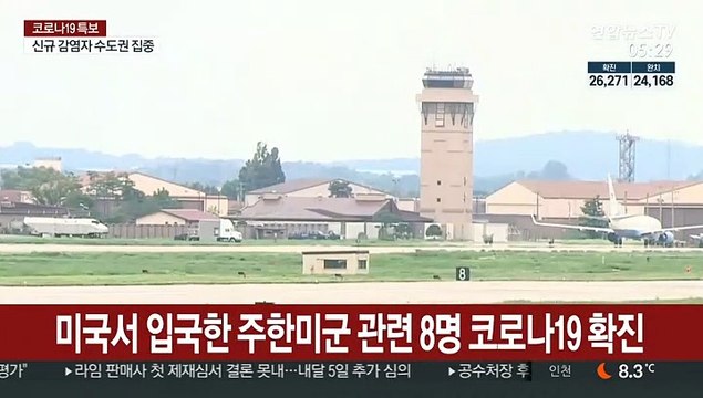 미국서 입국한 주한미군 관련 8명 코로나19 확진