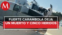 Carambola en la autopista México-Puebla deja un muerto y cinco heridos
